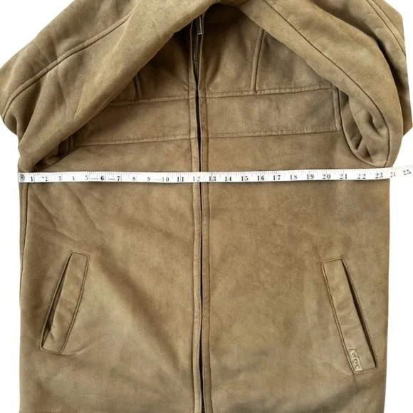 Guess Jeans Vintage Coat Faux Shearling Hooded Jacket Retro Sherpa - Picture 9 of 13